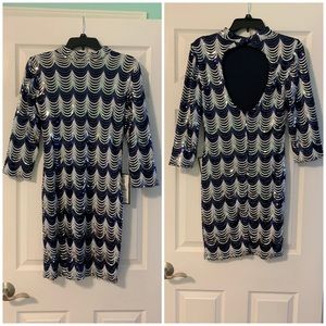 Navy & White Sequined Dress